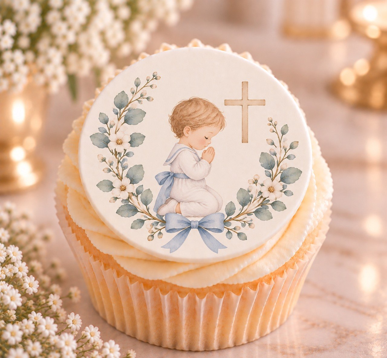 Christening Boy — edible fondant cake topper