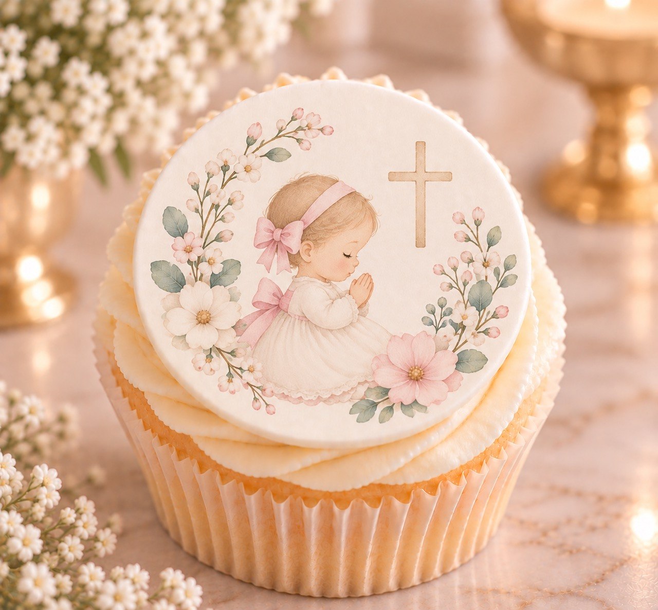 Christening Girl — edible fondant cake topper