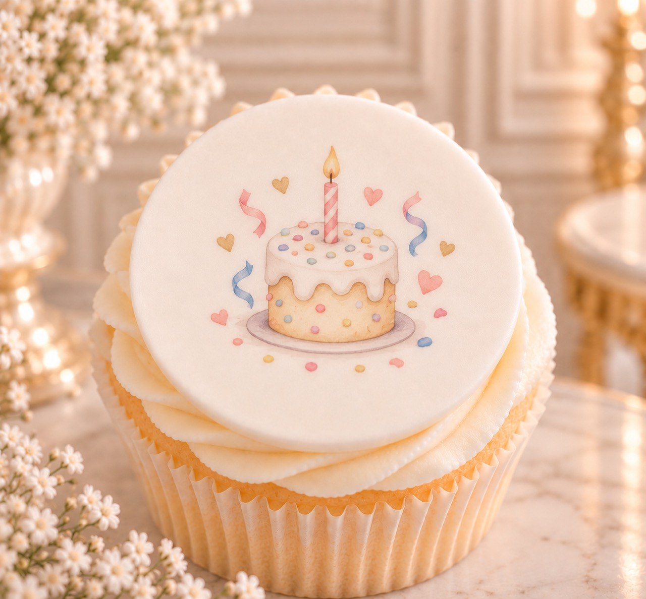Birthday — edible fondant cake topper design