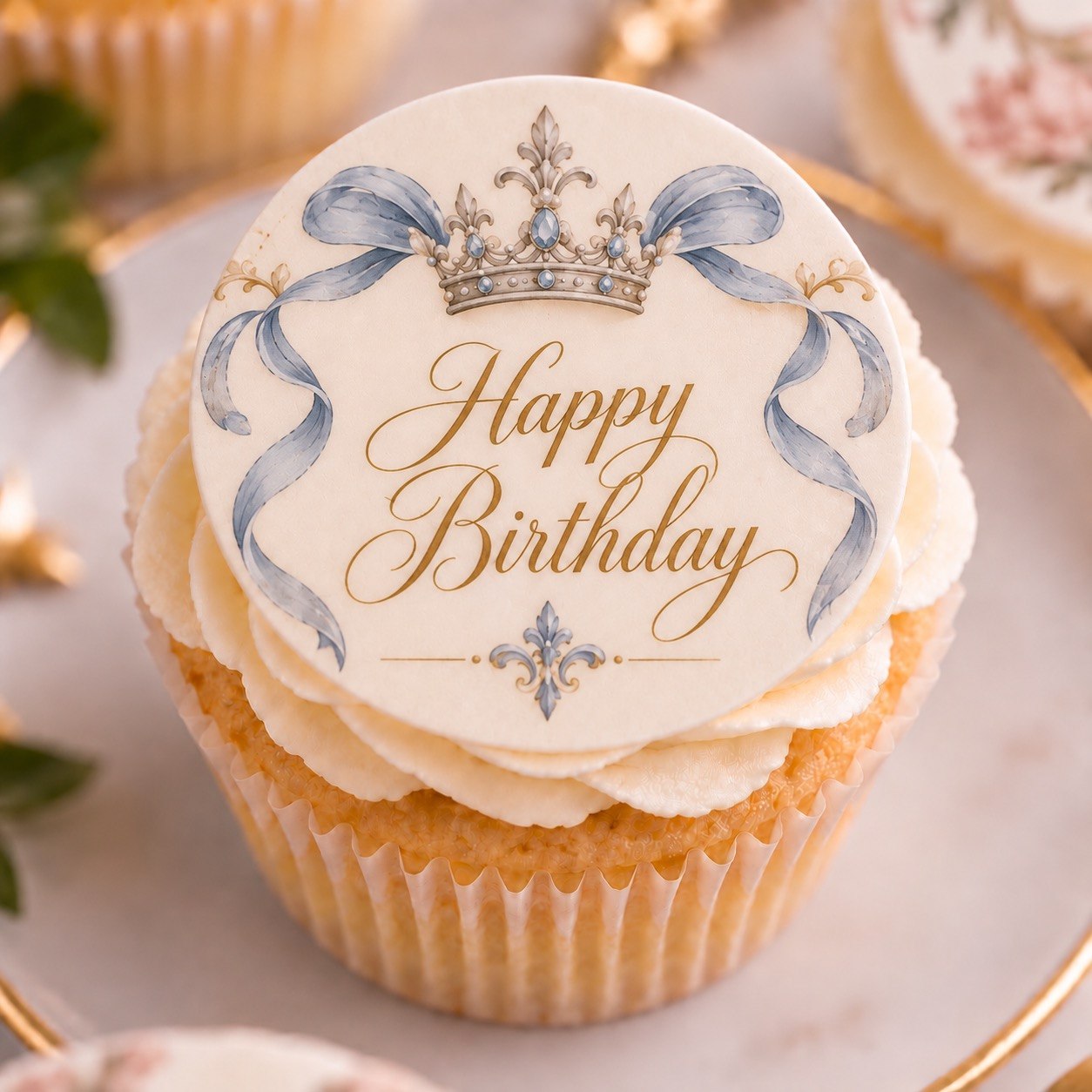 Crown Birthday — edible fondant cake topper
