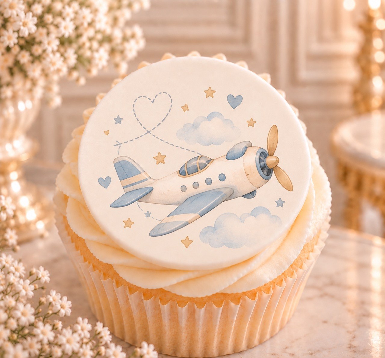Blue Sky Plane — edible fondant cake topper