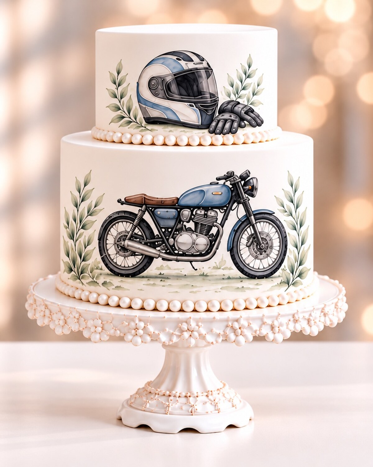 Motorcycle — edible fondant design on a cake