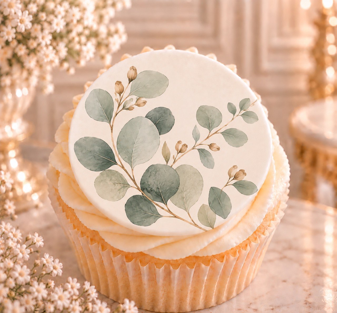 Eucalyptus Wreath — edible fondant cake topper