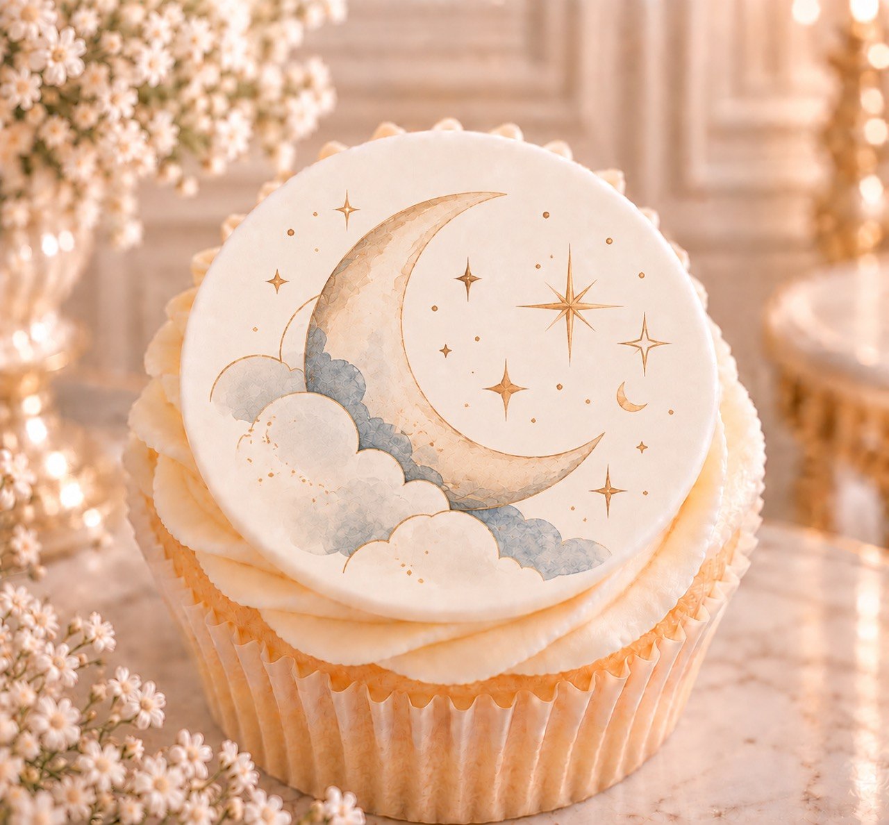 Sleepy Moon — edible fondant cake topper