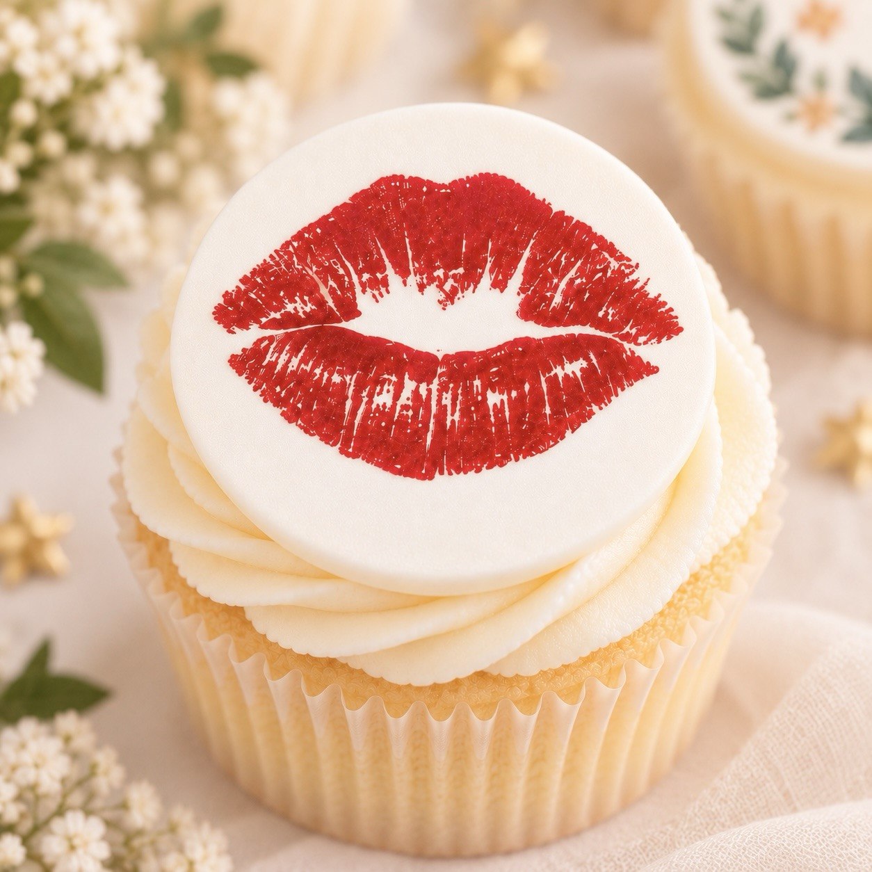 Red Kiss — edible fondant cake topper