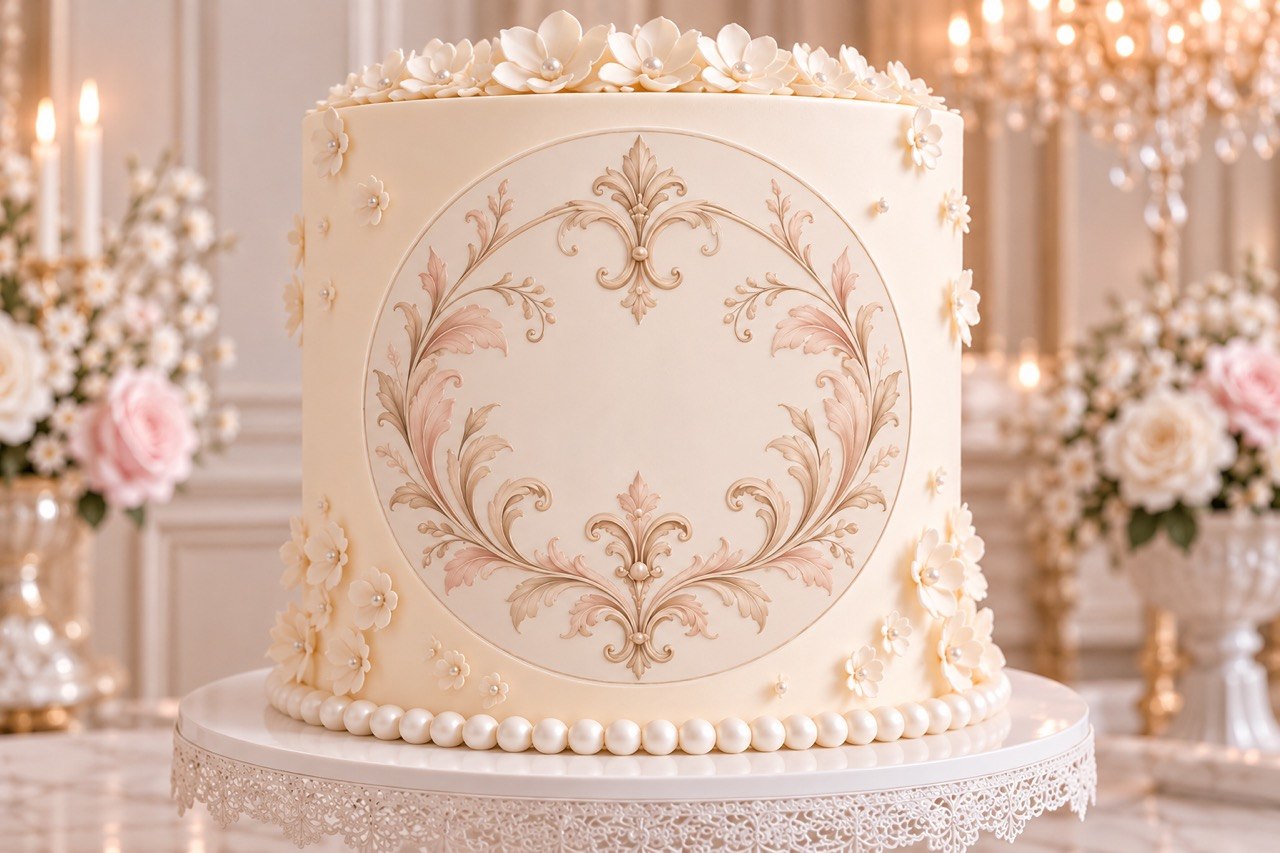 Baroque Medallion — edible fondant cake topper