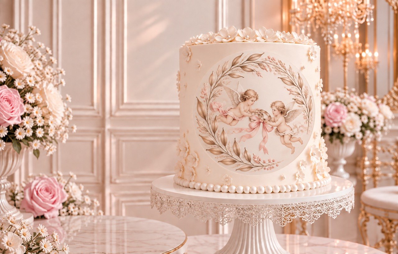 Vintage Cherubs — edible fondant cake topper