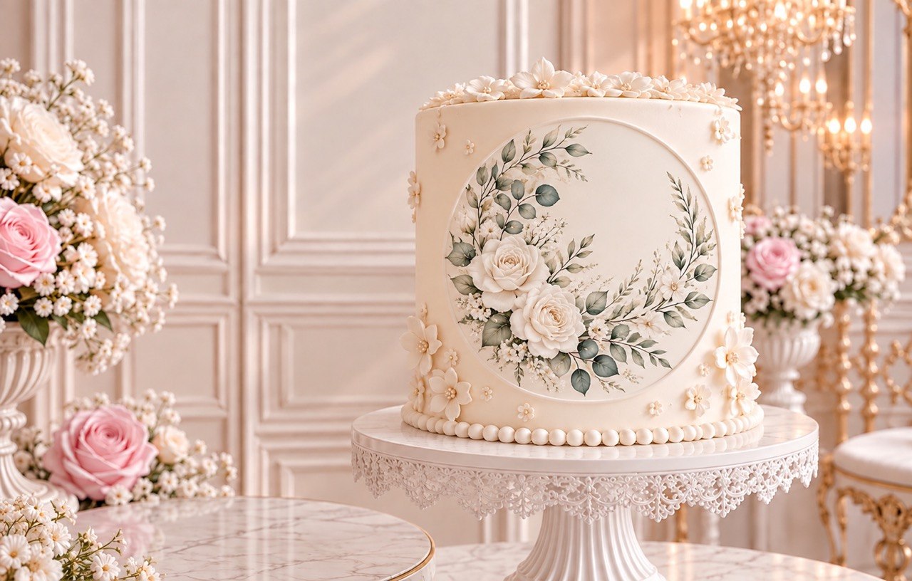 White Roses — edible fondant cake topper